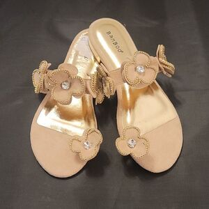 BRAND NEW BAMBOO FLORAL & GOLD CHAIN EMBELLISHED SANDAL
